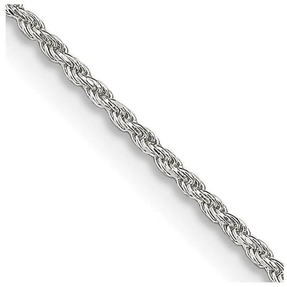 1.1mm Sterling Silver Solid Diamond Cut Rope Chain Necklace, 18 Inch - Picture 1 of 8